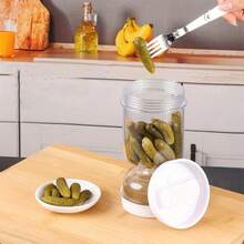 Large Capacity Pickle Jar ,Sealed Pickle Jar- Plastic Leak-Proof Pickling Storage Container With Dry-Wet Separation Design For Camping, Dining, And Refrigerator Use - Kitchen Essential Gadget - For Home Cooks & Food Enthusiasts - Perfect For Pickling & Storing Vegetables, Home Decor, Party & Christmas Storage