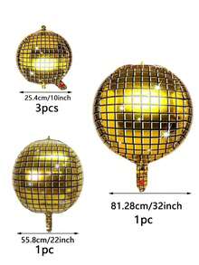 5pcs/10pcs Disco Ball Balloons 4D Sphere Mirror Metal Balloons, Different Sizes Mixed, Disco Laser Foil Balloons For 70s Disco Ball, Metallic Disco Theme Party Decoration, Birthday Party Decoration, Wedding Decoration - Multicolor - View 17