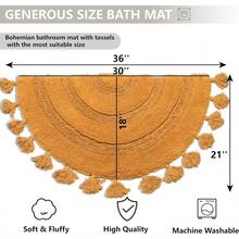 Half Circle Boho Rugs With Tassels 100 Cotton HandWoven Bath Rugs Non Slip Absorbent Crochet Rugs Machine Washable Boho Bath Mats For Floor Tub