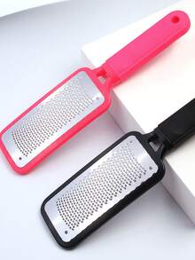 1pc Foot File Set - Stainless Steel + Fine Foot File - Salon Grade Cracked Heel Scrubbing Tool - Dry & Wet Use To Remove Dead Skin, Corns, Calluses - Multicolor - View 2