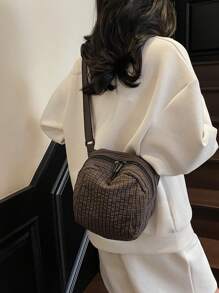 TIANDINGYU Women's Fabric Large Capacity Crossbody Shoulder Bag (Length 21cm*Depth 12cm*Height 19cm) - Black and White - View 2