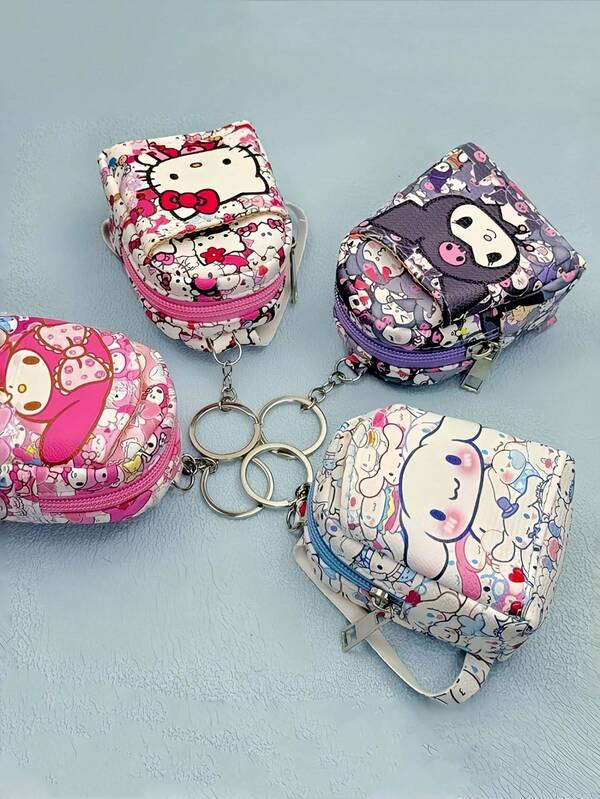 حقيبة عملة بطراز سانريو، حقيبة سلسلة مفاتيح، حافظة سماعات الرأس، حقيبة ظهر صغيرة