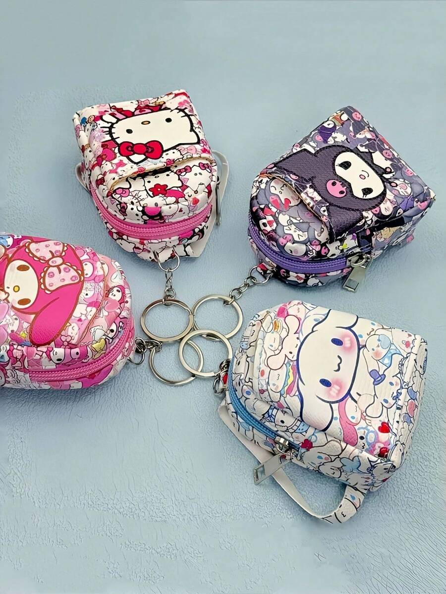 حقيبة عملة بطراز سانريو، حقيبة سلسلة مفاتيح، حافظة سماعات الرأس، حقيبة ظهر صغيرة