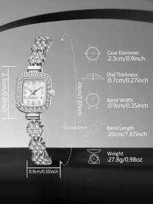 2pcs/Set Luxury Women's Alloy Strap Watch Set, Fashion Crystal Dial Quartz Watch, Suitable For Daily Wear, Great Gift - Silver - View 4