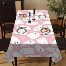 1/20pcs Halloween Theme Tablecloth,Cute Ghost Design Pink Tablecloth,Perfect For Parties,Dining & Home Decor,Halloween Decor