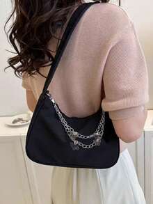 包包女新款时尚手提斜挎包简约休闲大容量托特包时尚单肩包女 - 黑色 - 查看 7