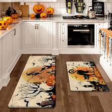 1pc Thickened 0.47 Inch/1.2cm Halloween Kitchen Mats, Moon Background Pumpkin Pattern Kitchen Mat, Perfect For Halloween, Day Of The Dead & Easter Decor, Non-Slip, For Bedroom, Living Room, Laundry, And Bathroom ﻿ Halloween Party - Multicolor - View 6