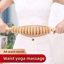 1PC Wooden Massage Roller With 12 Pressure Points, Curved Honeycomb Wood Body Roller For Cellulite Reduction And Body Shaping, Manual Neck Back Leg Arm Relaxation Tool, Home Spa Self-Care, Foldable Design - Beige - View 3