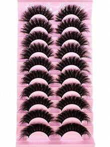10 对 5D 仿貂皮睫毛，持久貂皮睫毛，自然逼真浓密 3D 假睫毛 - 濃密款 - 查看 3