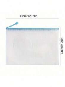 2/3/5pcs PVC Zipper Waterproof High-Quality Thick A4 Size File Folder With Mesh Pockets, 12 Color Combinations, Soft Transparent Bags, Waterproof Storage Bags Suitable For Papers, Books And Exams, Great For School, Office, Classroom Organization, Office Supplies, School Supplies, Travel File Folders And Document Bags