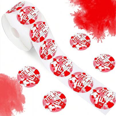 500 张血手印贴纸套装 - 防水自粘恐怖装饰贴纸，适用于万圣节派对、糖果袋、礼品包装、笔记本电脑、恐怖 DIY 鬼屋装饰