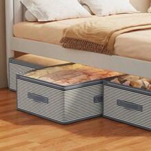 大容量可折叠床下收纳袋，防水防尘季节性衣物和毛毯收纳袋，配有大型 PVC 观察窗和加固手柄，方便查看和携带，条纹图案波西米亚风格，可清洗和重复使用，适用于宿舍收纳、衣柜收纳、床下收纳、万圣节物品收纳、圣诞节物品收纳和房间装饰。 - 彩色 - 查看 2