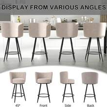 Bar Stools Set Of 2, 27" Tufted Modern Counter Height Bar Stools, Upholstered Barstools With Back & Footrest Metal Legs, Stools For Kitchen Island, Counter, Cafes, Dining Room (Beige) - Màu be - Xem 7