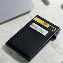 男士简约超薄 RFID 屏蔽钱包，超薄零钱包卡夹，铝合金侧推卡包，身份证和驾驶证夹，适合青少年、夏季休闲、户外、运动、度假、旅行、毕业、生日礼服配饰的礼物