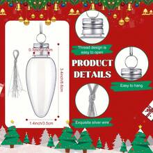 12/24 pezzi Palline di Natale in plastica trasparente a forma di lampadina, decorazioni natalizie riempibili fai-da-te, lampadine di Natale vuote trasparenti con corda argentata, adatte per caramelle, decorazioni fai-da-te, decorazioni per albero, decorazioni per la casa, decorazioni natalizie, decorazioni per la stanza, decorazioni invernali