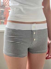 Women Lounge Shorts, Cute Button Floral Print Y2k Low Rise Micro Shorts Slim Fit Pajama Bottoms Summer Sleepwear Shorts - 灰色 - 查看 3