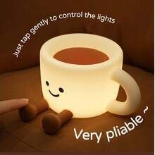 Cute Coffee Cup Night Light - 3 Brightness Levels Lamp With Touch Control 7 Colors, Silicone Lamp With 30 Min Timer, USB Rechargeable - Soft Lighting And Design, Suitable For Room, Creative Gift - Kitty Night Light - View 2
