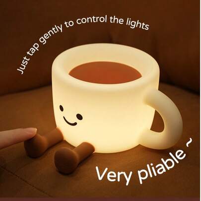 Cute Coffee Cup Night Light - 3 Brightness Levels Lamp With Touch Control 7 Colors, Silicone Lamp With 30 Min Timer, USB Rechargeable - Soft Lighting And Design, Suitable For Room, Creative Gift