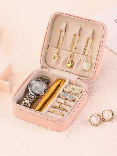 1pc Small Jewelry Box, Portable Jewelry Storage Box, Travel Portable Jewelry Box, Suitable For Organizing And Storing Rings, Pendants, Earrings, Necklaces, Bracelets, Gift Boxes For Girls And Women - Jewelry Making Display And Packaging Supplies