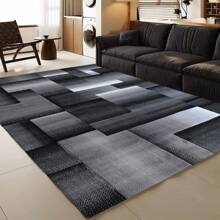 1pc Luxurious Crystal Velvet Area Rug - 800gsm, Backing, Machine Washable - Perfect For Christmas Decor, Nordic Geometric Design In Black & Gray - Ideal For Living Room, Bedroom, Kitchen, And More
