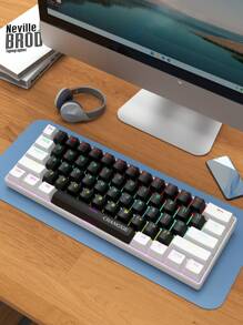 CHANGXIE 61-Key Wired Mechanical Keyboard With White, Black Or Blue Switches, RGB Backlit, Waterproof, For Home, Office And Gaming