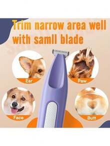 1 pieza Recortadora de pelo para mascotas recargable inalámbrica, adecuada para el aseo de perros pequeños, afeitadora eléctrica de bajo ruido con indicador de encendido LED, diseñada para patas, ojos, orejas, cara y cola, aplicable para diversas mascotas domésticas pequeñas - Multicolor - Ver 6