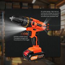 DayPlus 21V Cordless Power Drill Set Electric, Cordless Screwdriver Drill Set, 25+1 Torque, Li-Ion Battery&Fast Charger, 3/8" Keyless Chuck Driver Tool, LED Work Light, For Home And Garden DIY Project Kit, Home - 美規A型插(110-127V) - 查看 2