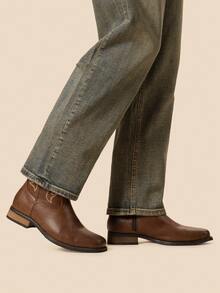 Men's Western Cowboy Boots European And American Style High-Top Leather Boots - 棕色 - 查看 3