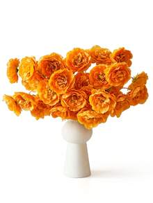 1/3/6 buc flori artificiale de lotus și bujor din mătase cu tulpini lungi, potrivite pentru nuntă, decor de sărbătoare, aranjament floral DIY, decorare pentru sufragerie, dormitor și living. - Portocale - Vizualizare 5