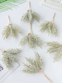 1/3/5/200PCS (6pcs Head) Autumn Decoration Mini Cedar Artificial Flowers Lavender Bouquets Silk Christmas Decoration Pine Needles Fake Plants Mini Tree Branch Birthday Party Decorations Wedding Flower Baskets Bride Holding Flowers Home Furnishings Dining Rooms Bedrooms Windowsills Vases For Decorations Outdoor Gardens Start Of School Season - Green - View 6