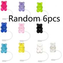 Silicone Bear Straw Caps, Acrylic Crystal Clear Silicone Bear Straw Caps, Straw Sleeves, Silicone Straw Clips - Multicolor - View 8