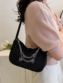 包包女新款时尚手提斜挎包简约休闲大容量托特包时尚单肩包女 - 黑色 - 查看 6