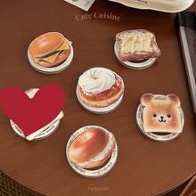 Cute Bread Toast Design Magnetic Magsafe Expandable Desk Phone Stand, Portable Niche Holder Compatible With IPhone, Android Phone, Gift For Birthday, Family, Friends Push-Pull Phone Grip Phone Holder Phone Accessories - Multicolor - View 3