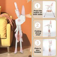 OYAJIA Baby High Chair 3 In 1 Highchair Adjustable Height 3 Positions Rocking Seat Convertible High-Chair Portable RockingChair Foldable Baby Dining Chair With Removable Tray Pink - 粉色 - 查看 9