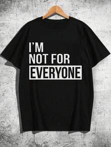 Men's Casual Short Sleeve Crew Neck T-Shirt, Creative Printed Design, Simple Design, Woven Process - Black 5 - View 2
