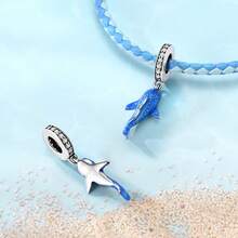 1 件夏季系列扇贝星鲸鲨海龟海洋海星海椰子蟹海豚吊坠风格饰品适合原创手链项链银色珠子 DIY 夏季珠宝制作珠子日常礼物送给女士女孩 - 銀色 - 查看 3