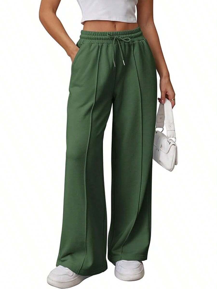Womens Wide Leg Sweatpants High Waisted Baggy Drawstring Athletic Joggers Fashion Teens - Xmas Green - Xem 1