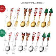Set di posate natalizie, regali di Natale, set portatile da 2 pezzi/4 pezzi/6 pezzi in acciaio inossidabile 304, set di posate riutilizzabili con cucchiaio e forchetta, con scatola di stoccaggio, adatto per picnic e uso quotidiano, accessori da cucina