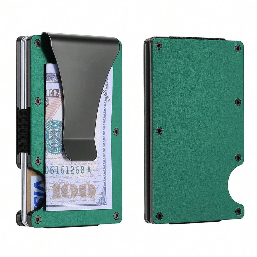 1 Or 2-Pack: RFID Blocking Slim Credit Card Holder Wallet For Men – Minimalist, Scratch-Resistant, With Removable Money Clip | Modern, Durable, Everyday Carry - 綠色/1裝 - 查看 1