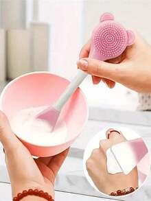 Deep Cleansing Beauty SPA Facial Brush Set, Includes Soft Velvet Headband, Headband Set, Gentle Exfoliating Brush, Fine Silicone Cleansing Brush, Portable Skincare Tools, Suitable For Women, Christmas Gift, Ideal For Outdoor Travel And Business Trips - Multicolor - View 6