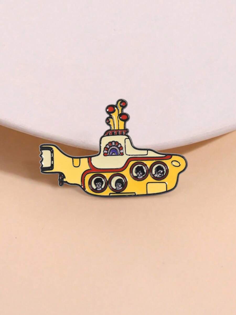 1枚卡通摇滚乐队黄色潜水艇胸针，音乐徽章装饰，可作包包、衣夹等，秋冬季配饰，适合青少年、青年、男士，休闲、户外、运动、度假、毕业礼物、生日、日常佩戴，万圣节饰品、服装配饰、包包挂饰、办公配饰、圣诞节饰品