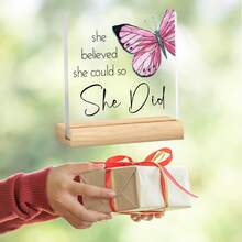 She Believed She Could, So She Did - Acrylic Plaque - Congratulations Gift For Women - New Job Gift - College Graduation Gift - Motivational Office Gift For Her Promotion - Promotion Gift For Coworker