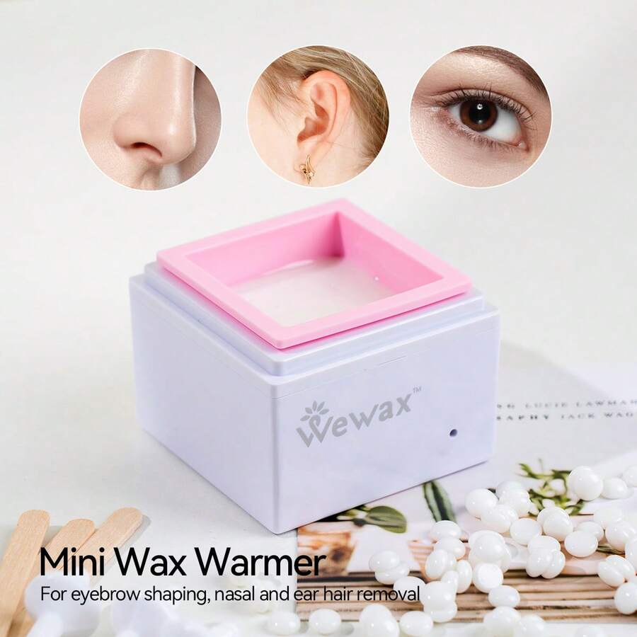 WEWAX Mini Nose & Ear Wax Heater – Single Unit/Kit With 50g Hard Wax Beans & Post-Wax Wipes, Portable Hair Removal Tool For Men & Women, Ideal For Home & Travel - 白色 - 查看 1