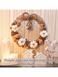 30 件人造棉花仿古棉茎农舍装饰假秋季花瓶填充物白色干燥植物装饰适用于家庭婚礼派对厨房 DIY 插花、圣诞节、新年、万圣节装饰 - 彩色 - 查看 5