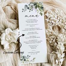 5/20/50 piezas Tarjetas personalizadas del menú de boda, Tarjetas de mesa del menú de boda personalizadas, Tarjetas del menú de restaurante - Blanco - Ver 1