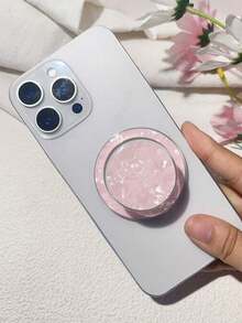 Soporte magnético para teléfono con patrón de concha de colores, pegatina de soporte de teléfono con textura de concha brillante, diseño creativo