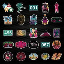 SQUID GAME 25张/套贴纸，趣味独特设计，包含人物、符号和游戏场景涂鸦贴纸，完美适用于笔记本电脑、手机、水瓶、剪贴簿、DIY项目，粉丝礼物之选。 - 彩色 - 查看 4