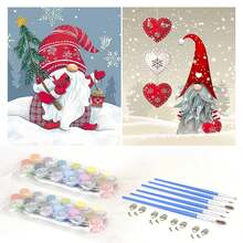 Digital Oil Painting Adult Christmas Theme, 2 Pieces DIY Hand-Painted Oil Painting Set, Suitable For Beginners And Children, Includes Brushes And Acrylic Paints, Gift For Home Decor (Santa Claus, 40 X 50 Cm, Frameless)