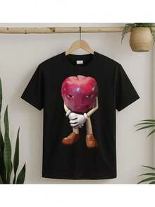 Retro Apple Design Men T-Shirt Meme Funny T Shirt Women Graphic Harajuku Streewear Clothes Causal Female Y2K Tops Tee - Black - View 1