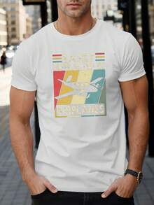 Camisetas de Manga Corta para Hombre con Estampado de Aviones Fáciles de Distraer, Cómodas y Casuales con Cuello Redondo Elástico para Actividades al Aire Libre - Estilo negro 2 - Ver 6